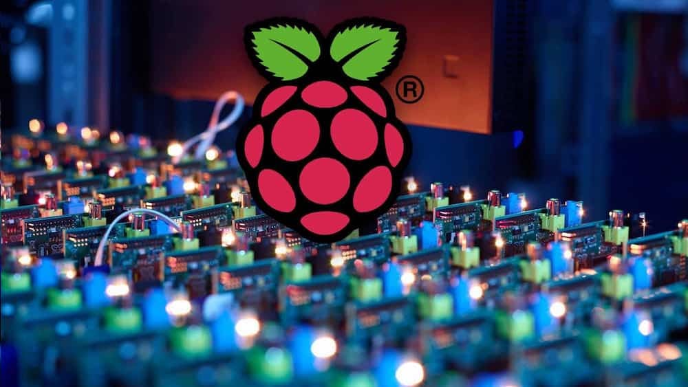 Raspberry Pi Colo network showcasing numerous Raspberry Pi boards with glow